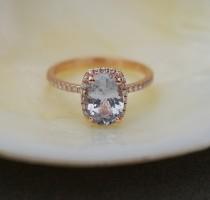 wedding photo - Smokey Champagne Sapphire Engagement Ring 14k Rose Gold Diamond Engagement Ring 2.1ct Cushion Ice Peach. Engagement ring by Eidelprecious