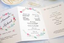 wedding photo - Floral Wedding Program Wedding Order of Service Booklet Whimsical Shabby Chic - Deposit Listing