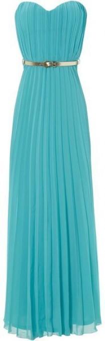 wedding photo - Blue Pleated Belted Maxi