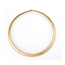 wedding photo - 14k Gold 12mm Domed Omega Necklace 16.5" - Omega Necklaces for Women - For Her - Anniversary Gifts for Women