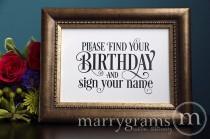 wedding photo - Guest Book Calendar Table Card Sign - Find Your Birthday, Sign Your Name - Wedding Reception Signage Sign in Table- Matching Numbers SS06