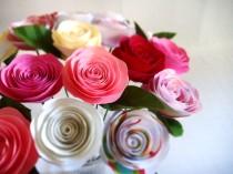 wedding photo - Spiral Paper Roses - Strawberry Bouquet