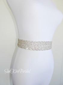 wedding photo - MONIQUE Double Braided Crystal Bridal Sash,Beaded Sash,Wedding Belt
