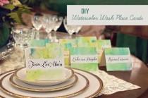 wedding photo - Original DIY Watercolor Wash Place Cards - Weddingomania