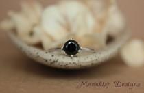 wedding photo - Black Spinel Classic Solitaire in Sterling - Elegant Black Spinel Vintage-Style Silver Solitaire - Engagement Ring or Promise Ring