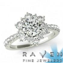 wedding photo -  1 Carat Flower Lotus Halo Diamond Engagement Ring - Flower Rings by Raven Fine Jewelers