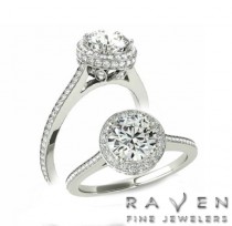 wedding photo -  1 Carat Diamond and Diamond Side Halo Ring by Raven Fine Jewelers, Michael Raven