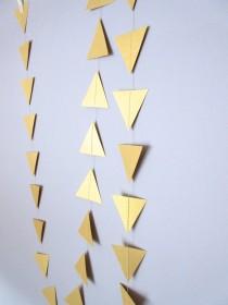 wedding photo - Geometric Garland, Triangle Garland, Gold Tribal Garland, Gold Garland, Gold Nursery Decor, Gold Wedding Party Decorations, Gold Banner