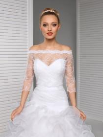 wedding photo - Off-Shoulder Lace Bolero Jacket Bridal Bolero