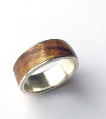 wedding photo - Mens ring, wood ring, Sterling Silver ring, Mens wood ring, Mens wooden ring, Mens Silver ring, Wood wedding band, Mens wedding band