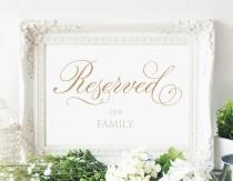 wedding photo - Reserved for Family Sign - 5 x 7 sign - Printable sign in "Baroque Swirls" antique gold - PDF and JPG files - Instant Download