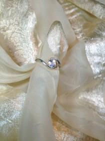 wedding photo - Swirl Engagement Ring Rainbow Moonstone in Sterling Silver