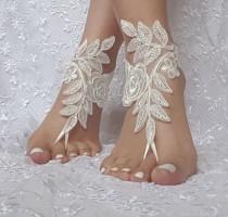 wedding photo - Bridal barefoot sandals ivory beach wedding barefoot sandal footwear, footgear, lace barefoot shoes, bridal shoes