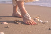 wedding photo -  Girls Barefoot Sandals- Beach Wedding- Baby Foot Jewelry- Footless Sandals- Barefoot Wedding Sandals- Flower Girl Gift- Barefoot Sandles