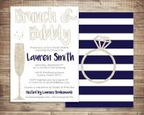 wedding photo - Navy Brunch and Bubbly Bridal Shower Invitation - Printable File