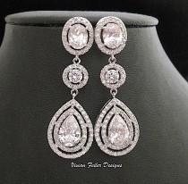 wedding photo - Wedding Earrings Tear Drop Cubic Zirconia Prom Pageant Jewelry Bridal Wedding Jewelry Glamorous Bling