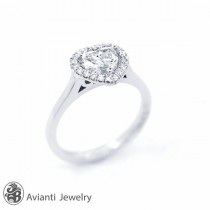wedding photo -  Ring, Engagement Ring, Heart Diamond Engagement Ring, Diamond Heart Engagement Ring, Engagement Ring, Heart with Diamond Halo Ring