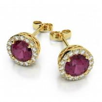 wedding photo -  Rhodolite Garnet & Diamond Stud Earrings 14k Yellow Gold by Raven Fine Jewelers - Michael Raven
