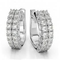 wedding photo -  Raven Fine Jewelers - 0.50 ctw Two Row Diamond Hoop Earrings 14k White Gold - Anniversary Gifts for Women