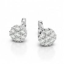 wedding photo -  1.00 ct tw. Diamond Cluster Earrings 14k White Gold - Raven Fine Jewelers - Michael Raven Jewelry