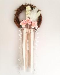 wedding photo - Floral Peace Dream Catcher/ Wall Hanging / Bedroom Decor
