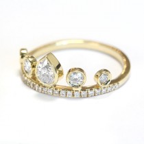 wedding photo -  Pear Diamond Crown Engagement Ring - Eternity Ring - Unique Engagement Rings - Pear Shaped Diamond - Crown Ring