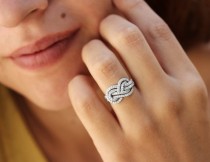 wedding photo -  Gold Wedding Band, Double Infinity Knot Ring, 0.75 CT Diamond Ring, Infinity Ring, Womens Wedding Bands, Unique Rings
