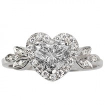wedding photo -  Love Ring, Diamond Heart Ring, 14K White Gold Ring, Unique Engagement Ring, 0.9 CT Diamond Ring, Art Deco Ring, Halo Ring
