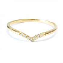 wedding photo -  Chevron V 7 Diamond Ring / Diamond V-Ring with Pave Diamonds / Diamond Wedding Band - Gold & Diamond Ring