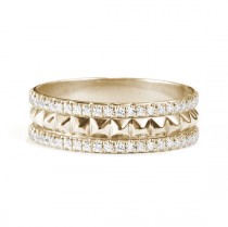 wedding photo -  Double Eternity Diamond Band and a Gold Pyramids Layer - Unique diamond wedding ring. 14K Gold , 0.30 ct