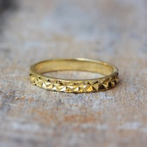 wedding photo -  Thin Gold Unique Wedding Ring - Diamond Cut Sparkle Finish 14k gold / 18k gold