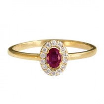 wedding photo -  Mini Diana Ring Oval Ruby and Diamonds Ring - Stacking rings, engagement ring. 14k solid gold, Ruby sapphire,