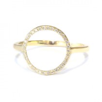 wedding photo -  Open Circle Diamond Ring - 14K Gold , White Diamonds