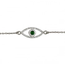 wedding photo -  Evil Eye Diamond Bracelet With Green Emerald , 14K solid gold.