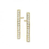 wedding photo -  Diamond Bar Stud Earrings - 14k gold