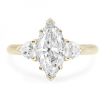 wedding photo -  Unique 3 stone Marquise & Hearts Ring Diamond Engagement Ring