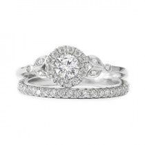 wedding photo -  Rome Crown Unique Diamond Engagement Ring with Matching Pave Diamonds Ring - Diamond Wedding Ring set