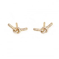 wedding photo -  Love Knot Diamond Earrings, 14K Rose Gold Earrings, Love Knot Pendant, Diamond Earrings, Anniversary Gift, Love Knot Jewelry,
