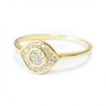 wedding photo -  Evil Eye Diamond Ring - 14K Gold, Evil Eye Jewelry, Push Present, Anniversary Gift