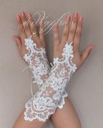 wedding photo - Weddinggloves // Grandeur long Wedding gloves  Ivory bride glove luxury bridal gloves lace gloves fingerless gloves ivory free ship