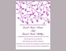 wedding photo -  DIY Wedding Invitation Template Editable Word File Instant Download Printable Purple Invitation Elegant Wedding Invitation Heart Invitation