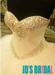 wedding photo - H1684 Sparkles sweetheart neckline tulle princess wedding dress