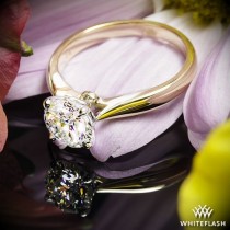 wedding photo - 18k Yellow Gold With White Gold Head "Legato Sleek Line" Solitaire Engagement Ring