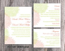 wedding photo -  DIY Wedding Invitation Template Set Editable Word File Instant Download Printable Floral Invitation Red Wedding Invitation Green Invitation