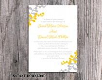 wedding photo -  DIY Wedding Invitation Template Editable Word File Download Printable Leaf Invitation Elegant Yellow Gold Invitation Gray Silver Invitation
