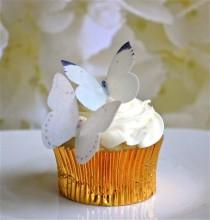 wedding photo - Wedding Cake Topper Edible Buttterflies for Cupcakes and Cakes - Small Ivory Edible Butterfly Wedding Cake Decoration