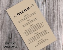 wedding photo -  Burlap Wedding Menu Template DIY Menu Card Template Editable Text Word File Instant Download Rustic Menu Heart Menu Template Printable Menu