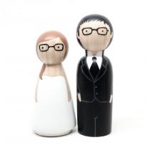 wedding photo - Peg Doll Wedding Cake toppers shorter bride by Goose Grease -The Original - wooden dolls