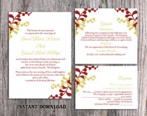 wedding photo -  DIY Wedding Invitation Template Set Editable Word File Instant Download Printable Invitation Green Wedding Invitation Elegant Red Invitation