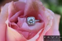 wedding photo -  Raven Fine Jewelers - 1 Carat Cushion Forever One Moissanite & Diamond Halo Engagement Ring - Engagement Rings for Women